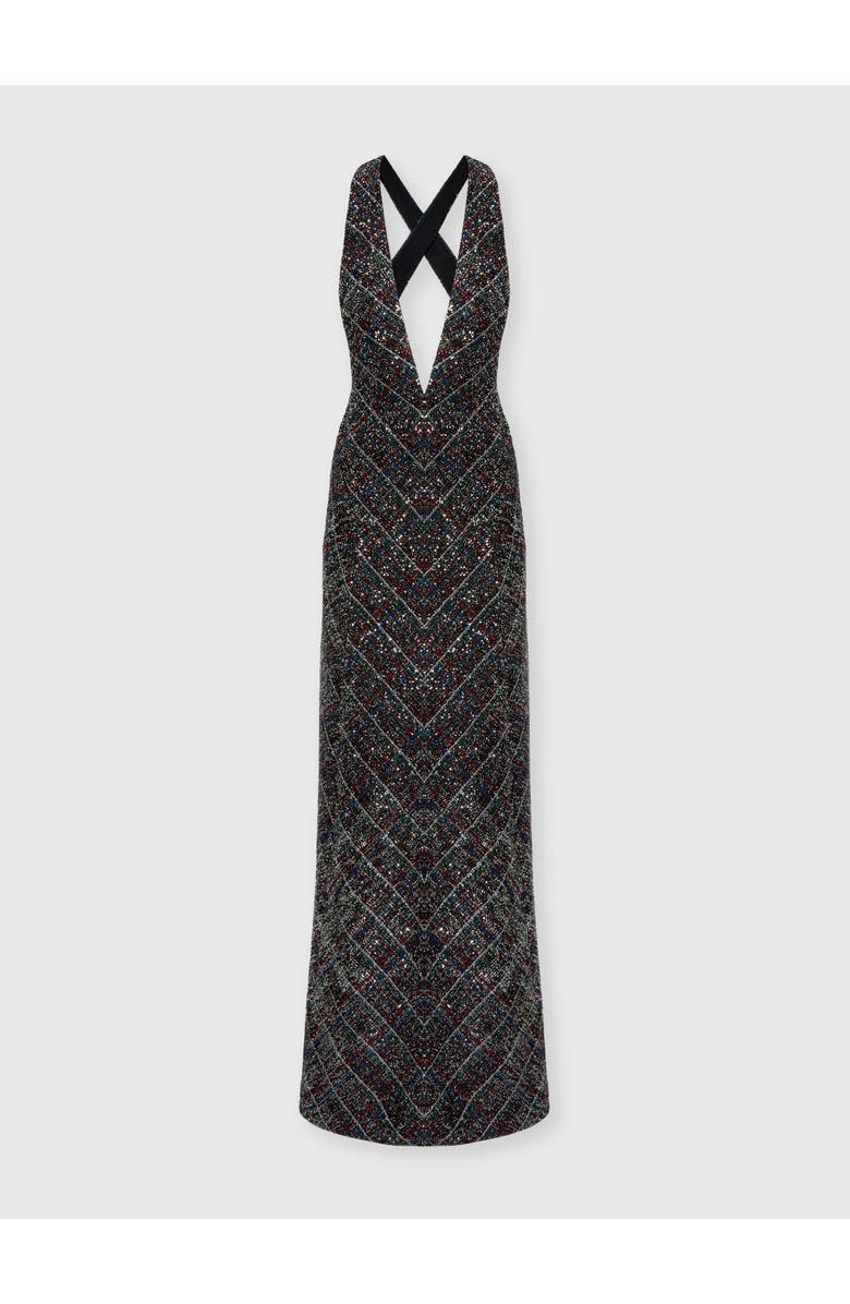 Missoni Long Dress With V-neck And Check Pattern, Main, color, Multicoloured