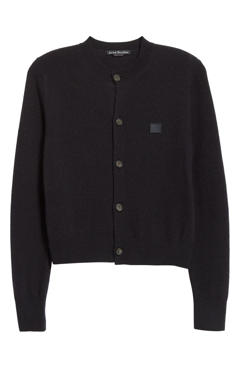 Acne Studios Keva Face Patch Wool Cardigan, Alternate, color, 