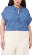 Vince Camuto Clip Dot Tie Neck Top