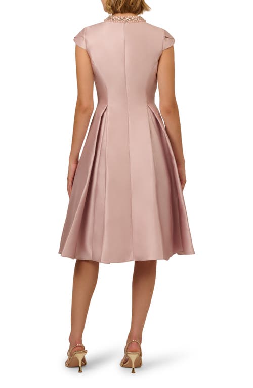 Adrianna Papell Mikado Womens Embellished Manmade Fit & Flare Dress In Bellini