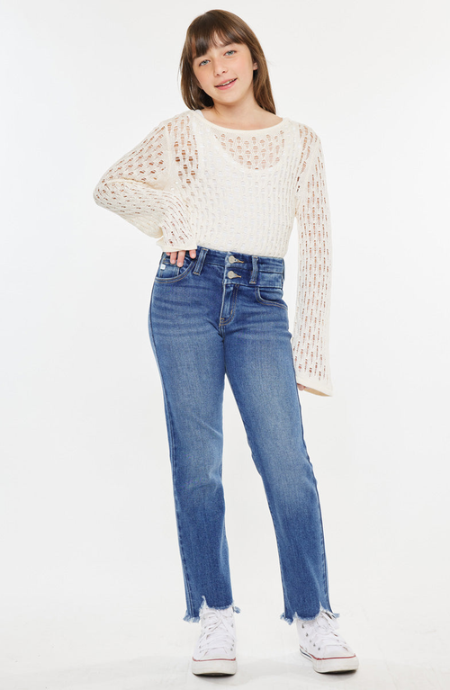 Kancan Kids'  Auburn High Rise Slim Straight Jeans In White