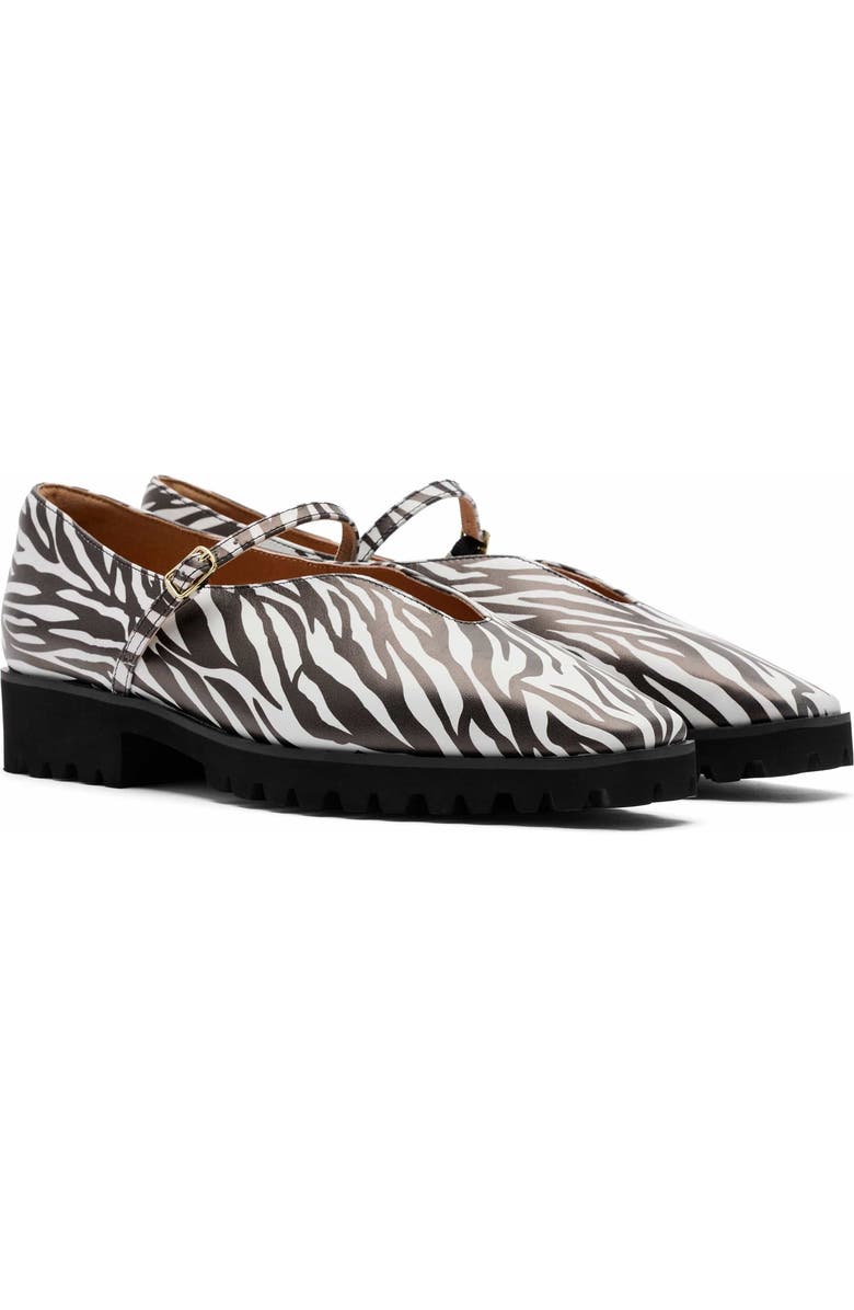 MARC NOLAN Roxie Leather Lug Mary Janes, Alternate, color, Zebra