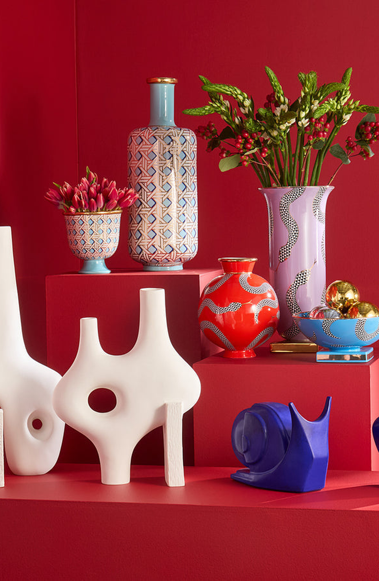 Jonathan Adler Eden Round Vase, Alternate, color, Red / Black / White