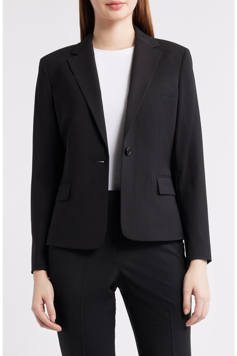 Slim Fit Stretch Wool Blazer, Main, color, BLACK