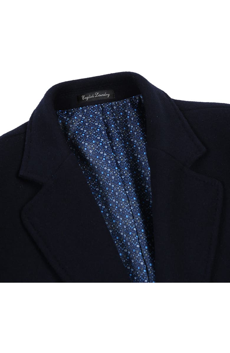 English Laundry Wool Blend 3-Button Three-Quarter Length Top Coat, Alternate, color, Navy