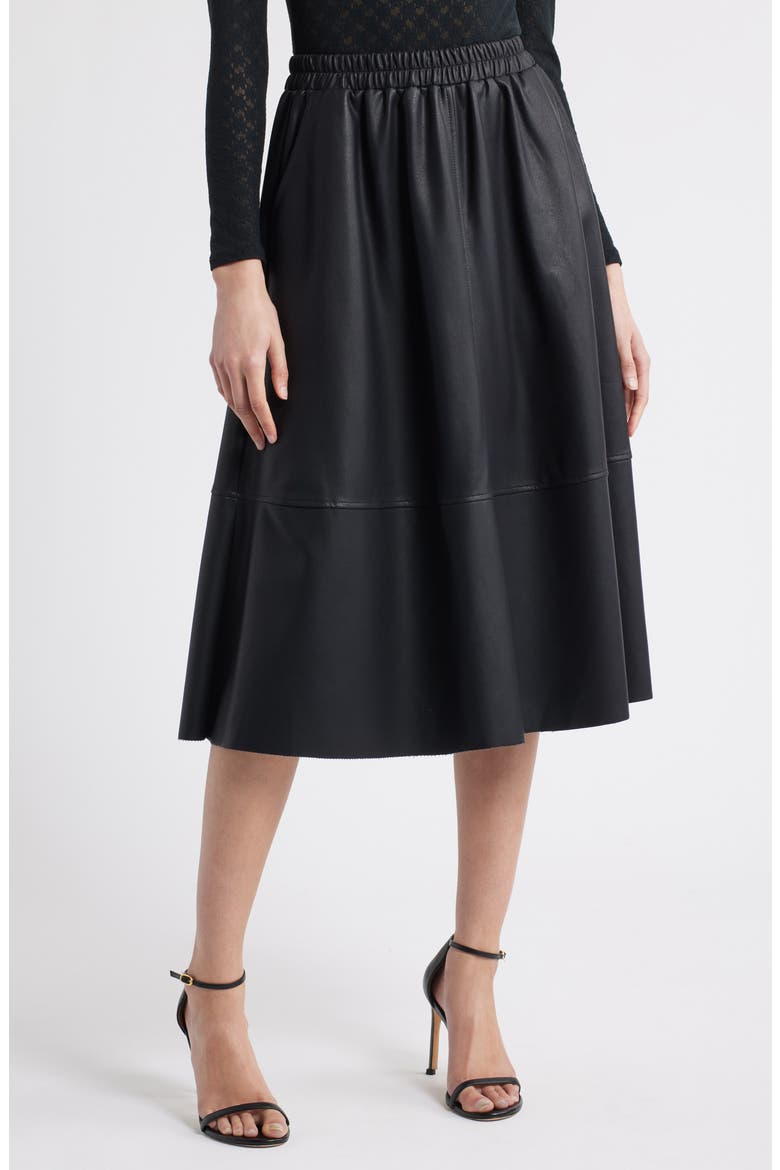 Agnes Faux Leather A-Line Skirt, Main, color, BLACK