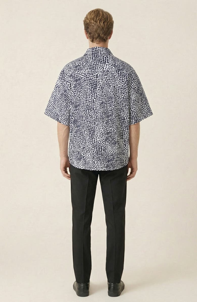 Modenaire Printed Short Sleeve Chest Pocket Shirt, Alternate, color, Navy / Off-White