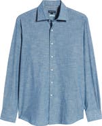 Peter Millar Crown Crafted Selvedge Cotton Chambray Button-Up Shirt
