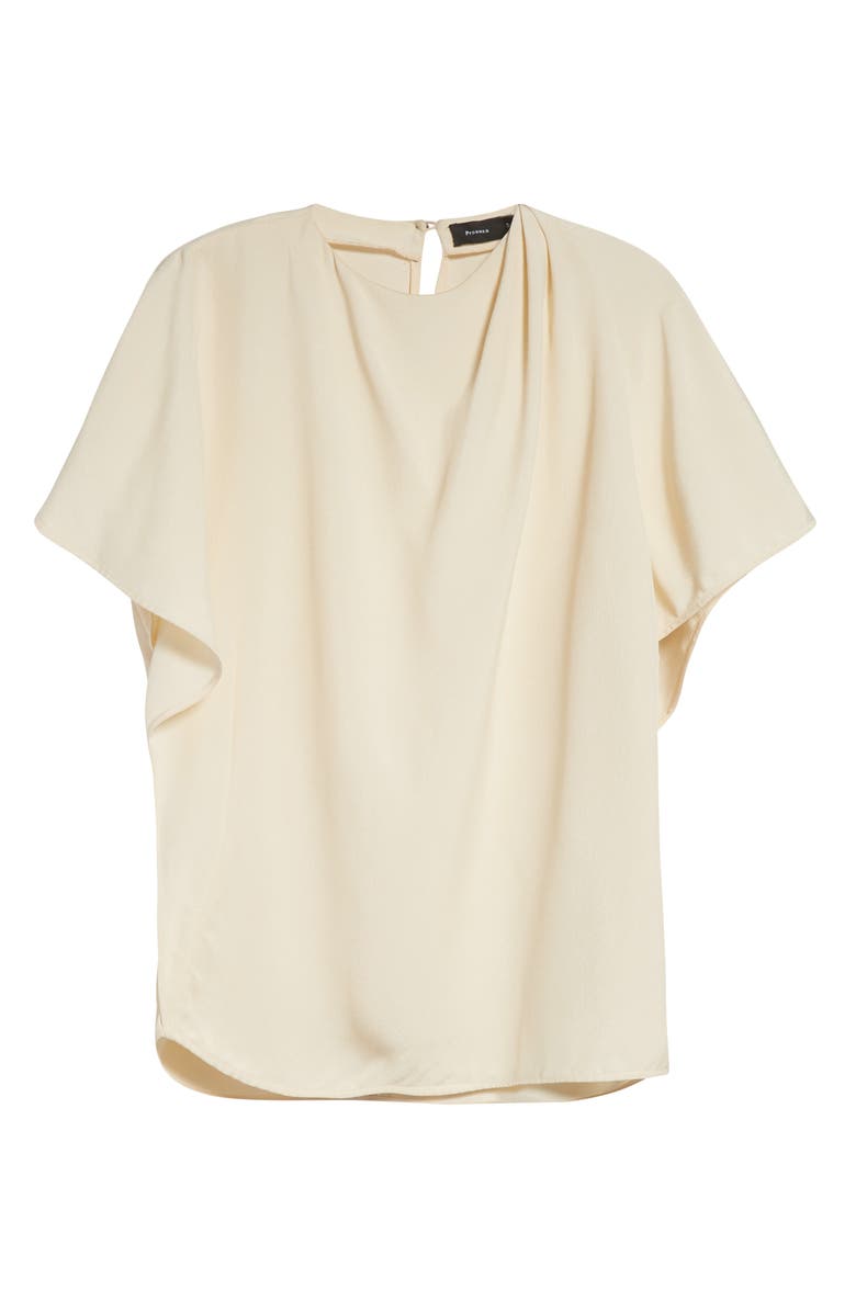 Proenza Schouler Etta Hammered Viscose Asymmetric Sleeve Top, Alternate, color, Champagne