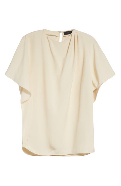 Proenza Schouler Etta Hammered Viscose Asymmetric Sleeve Top In White