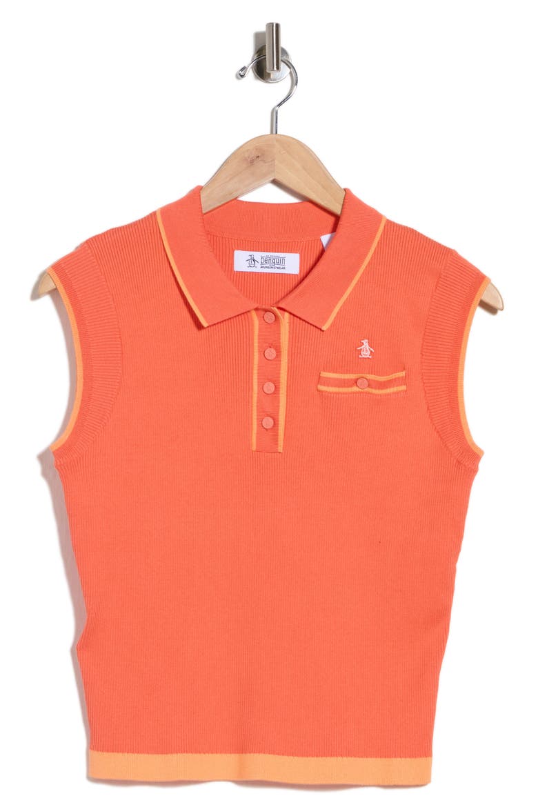 Sleeveless Cropped Polo Sweater, Main, color, CORAL QUARTZ