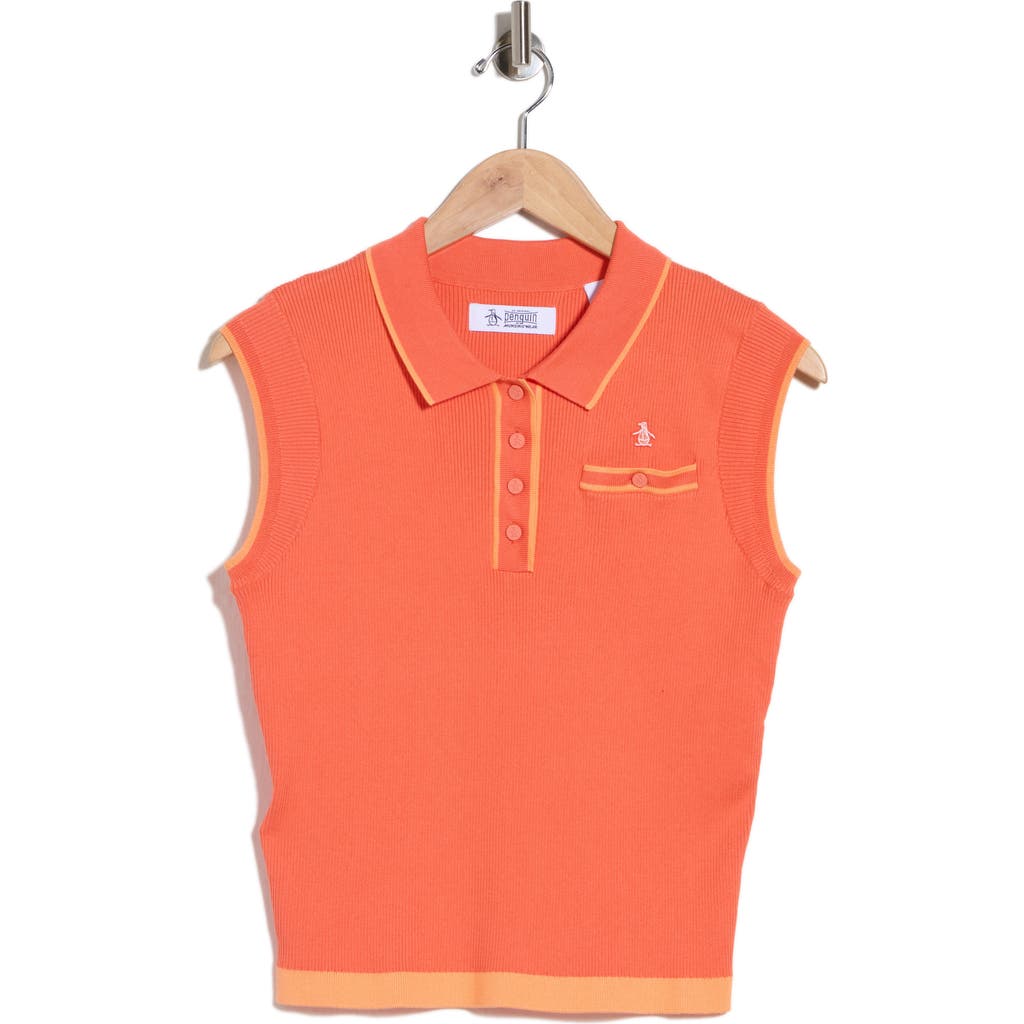 Original Penguin Golf Sleeveless Cropped Polo Sweater In Pink
