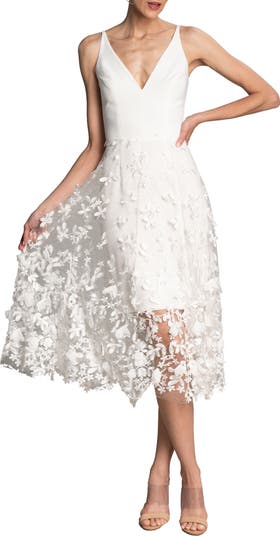 Dress the Population Darleen V-Neck Embroidered Mesh
