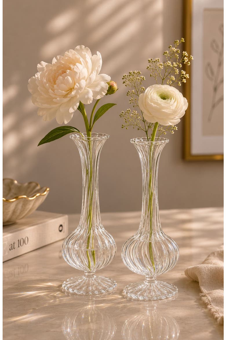 Bagatelle Optic Set of 2 Vases, Alternate, color, CLEAR