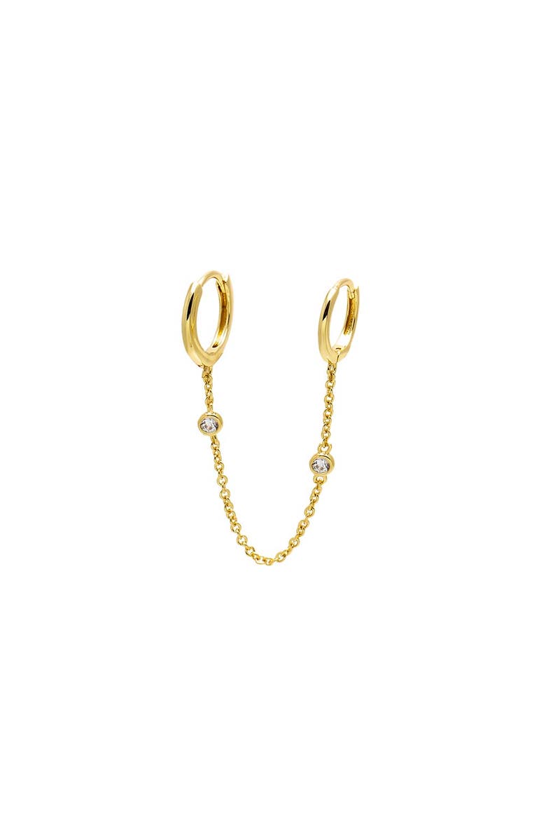 BY ADINA EDEN CZ Double Bezel Chain Huggie Earring, Main, color, Gold