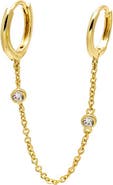 BY ADINA EDEN CZ Double Bezel Chain Huggie Earring