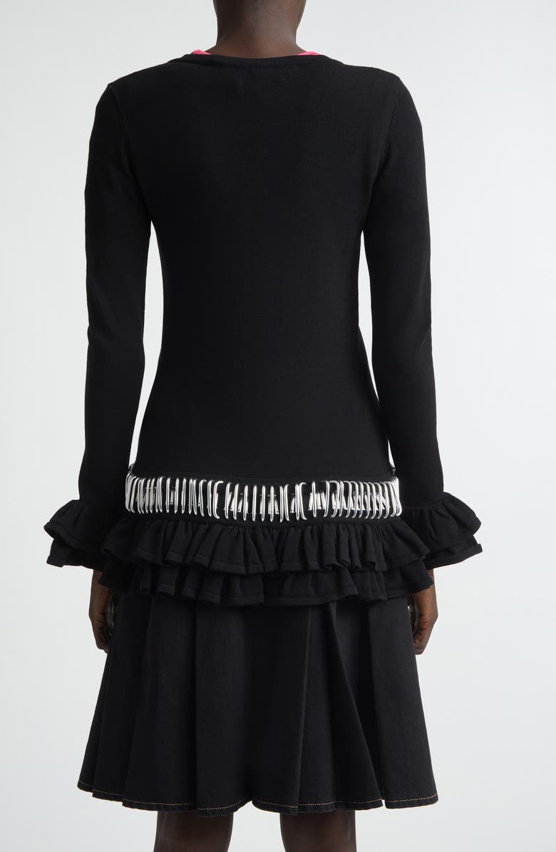 Chopova Lowena Ruffle Carabiner Cardigan, Alternate, color, Black