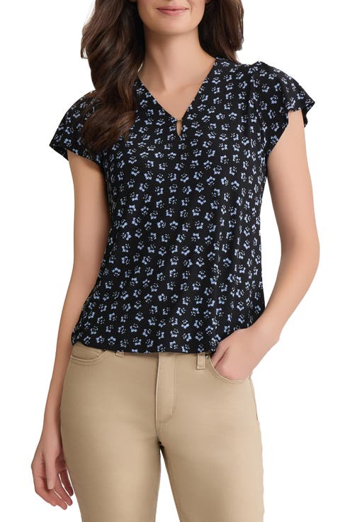 Floral Flutter Sleeve Top