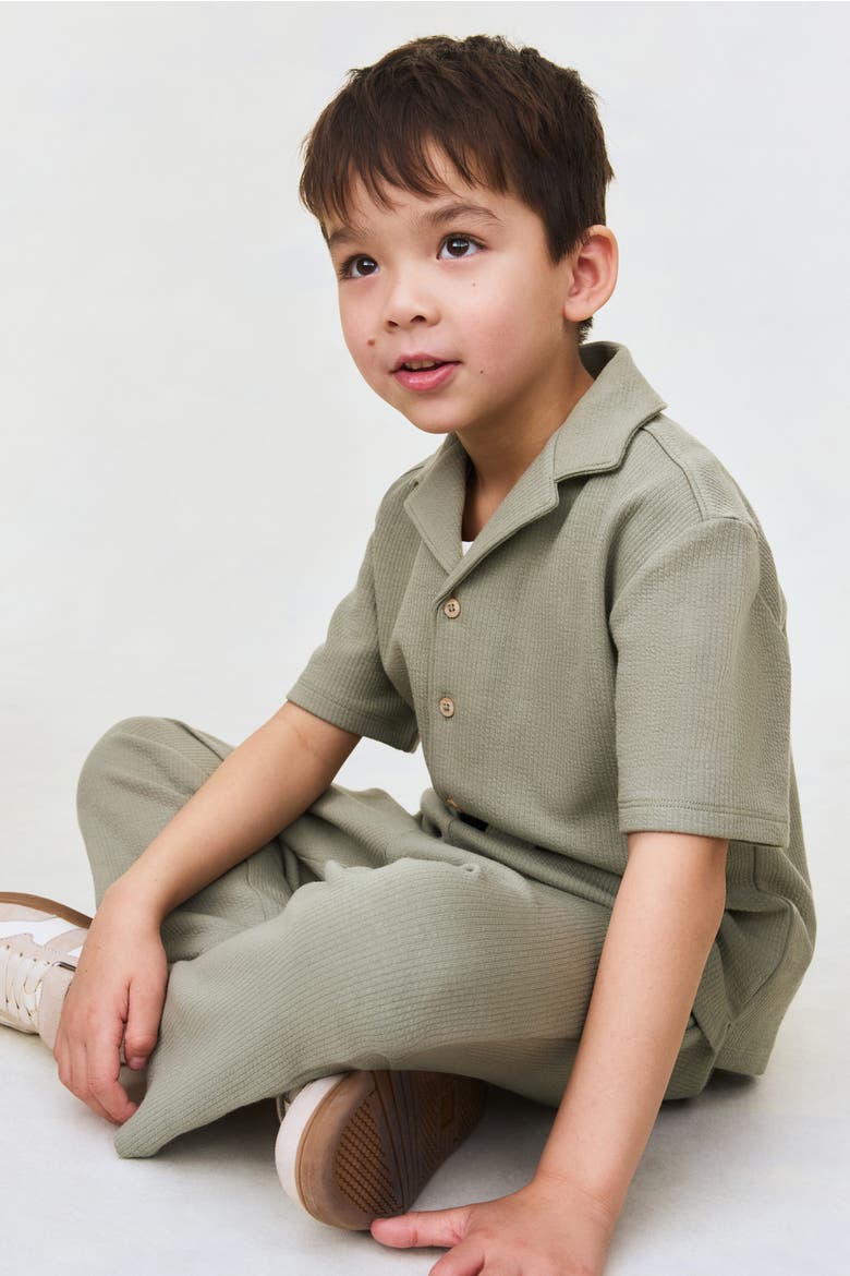 2-piece Textured Cotton Set, Alternate, color, Khaki green