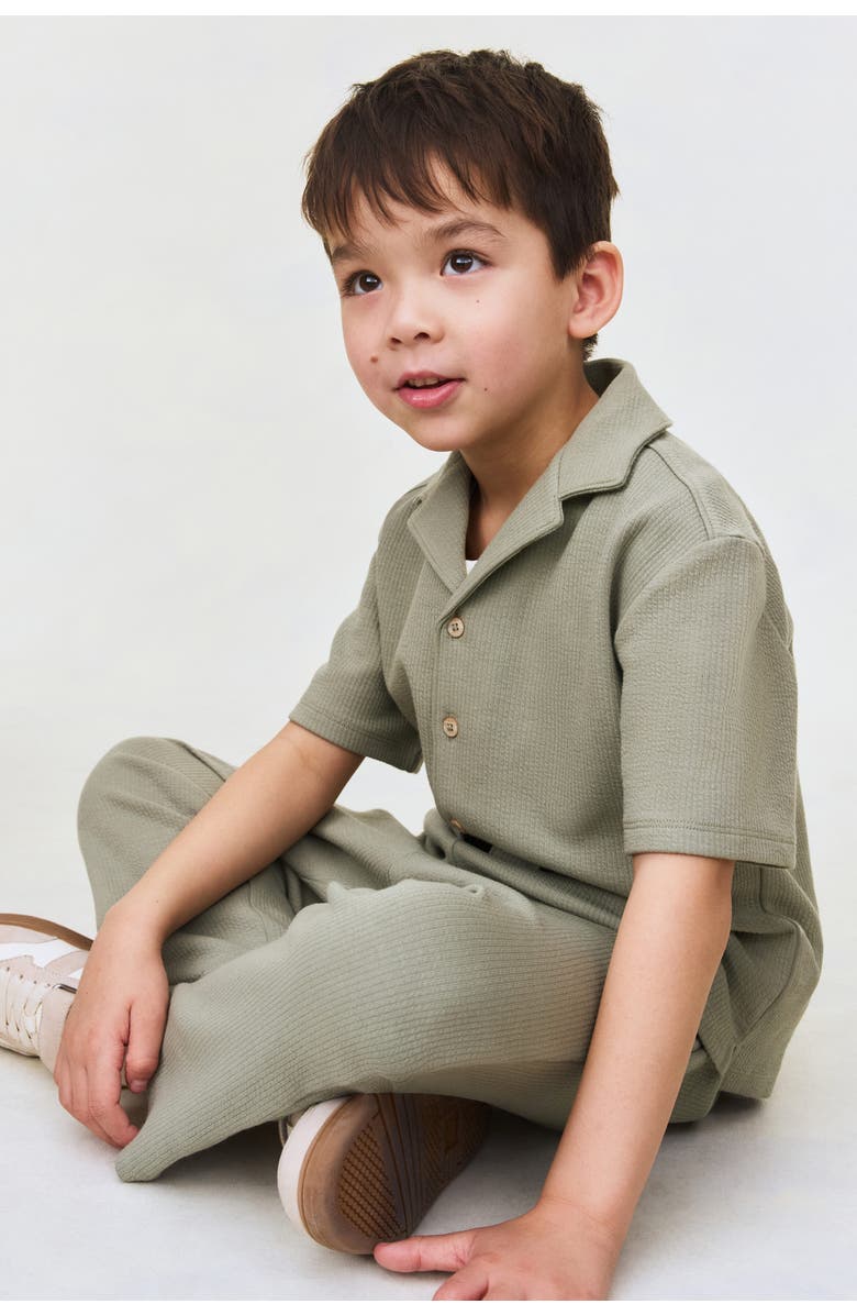 H&M 2-piece Textured Cotton Set, Alternate, color, Khaki Green