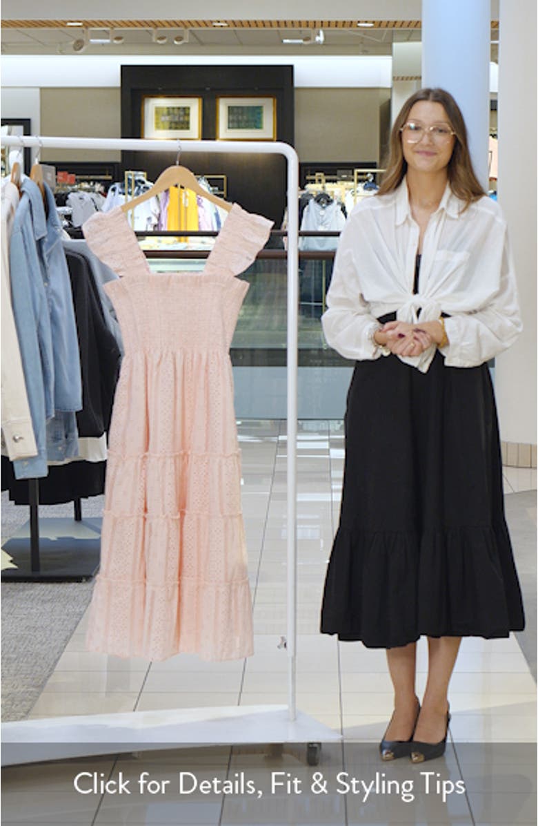 The Ellie Eyelet Flutter Sleeve Cotton Nap Midi Dress, sales video thumbnail