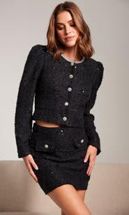 Generation Love Chiara Crystal Embellished Tweed Jacket