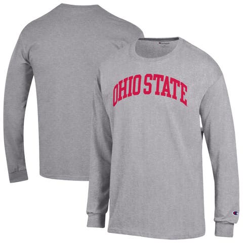 Men's Champion  Heather Gray Ohio State Buckeyes Basic Arch Long Sleeve T-Shirt