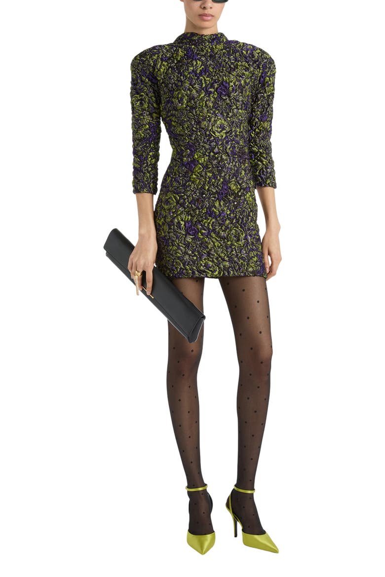 Cloqué Jacquard Dress, Alternate, color, green