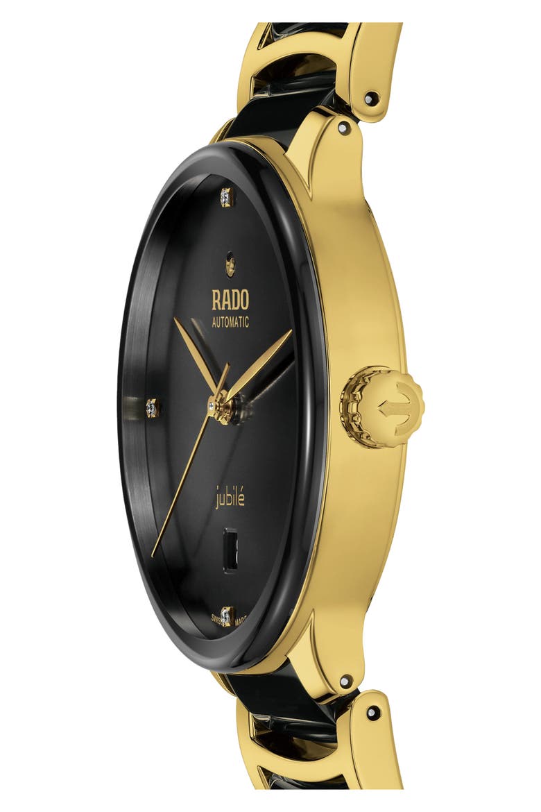 True Square Automatic Open Heart Ceramic Bracelet Watch, 38mm, Alternate, color, BLACK