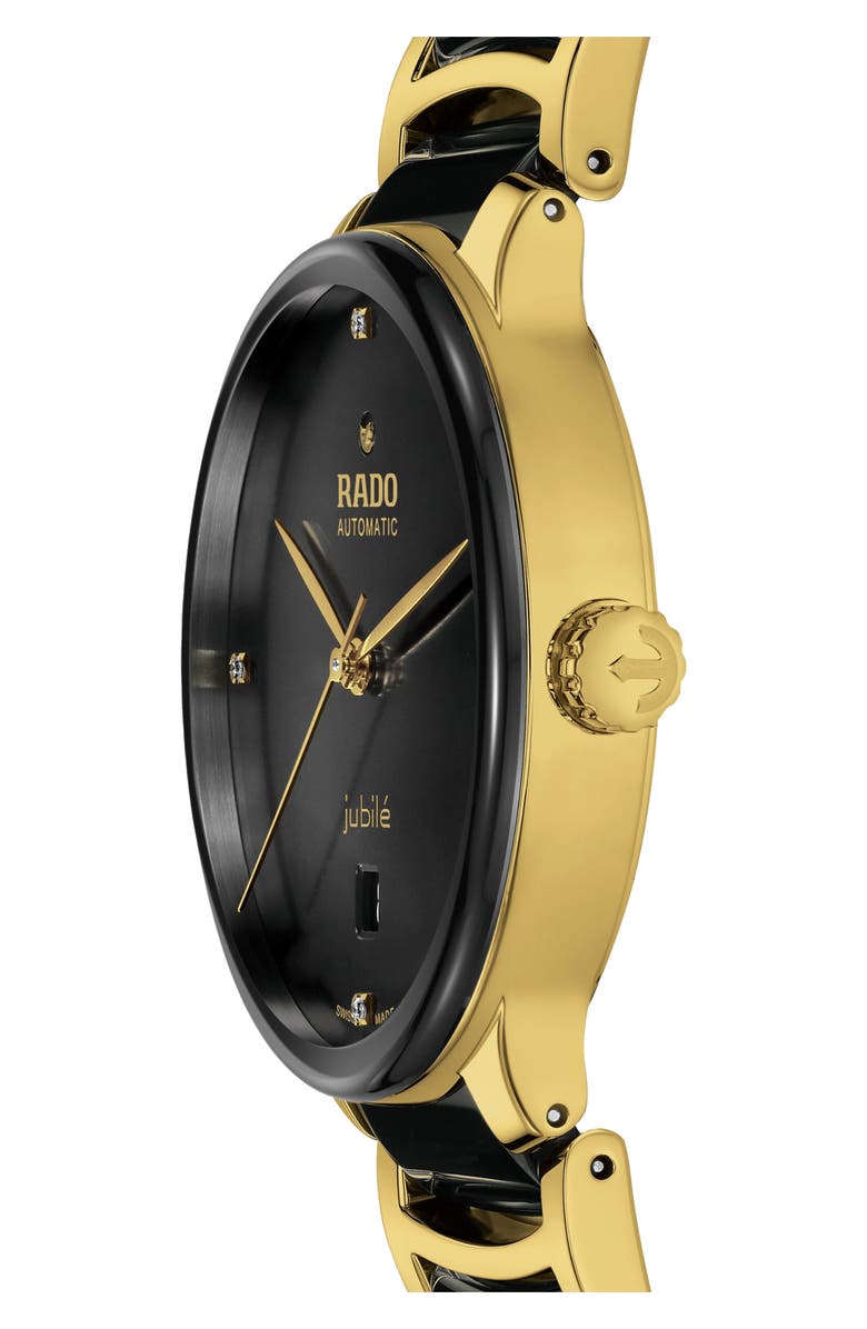 RADO True Square Automatic Open Heart Ceramic Bracelet Watch, 38mm, Alternate, color, Black