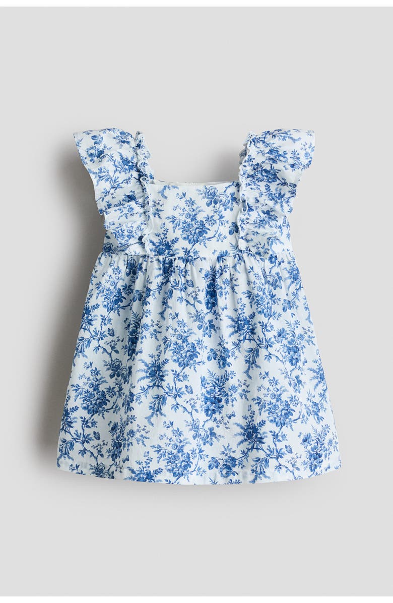H&M Empire-line Cotton Dress, Alternate, color, Blue/Floral