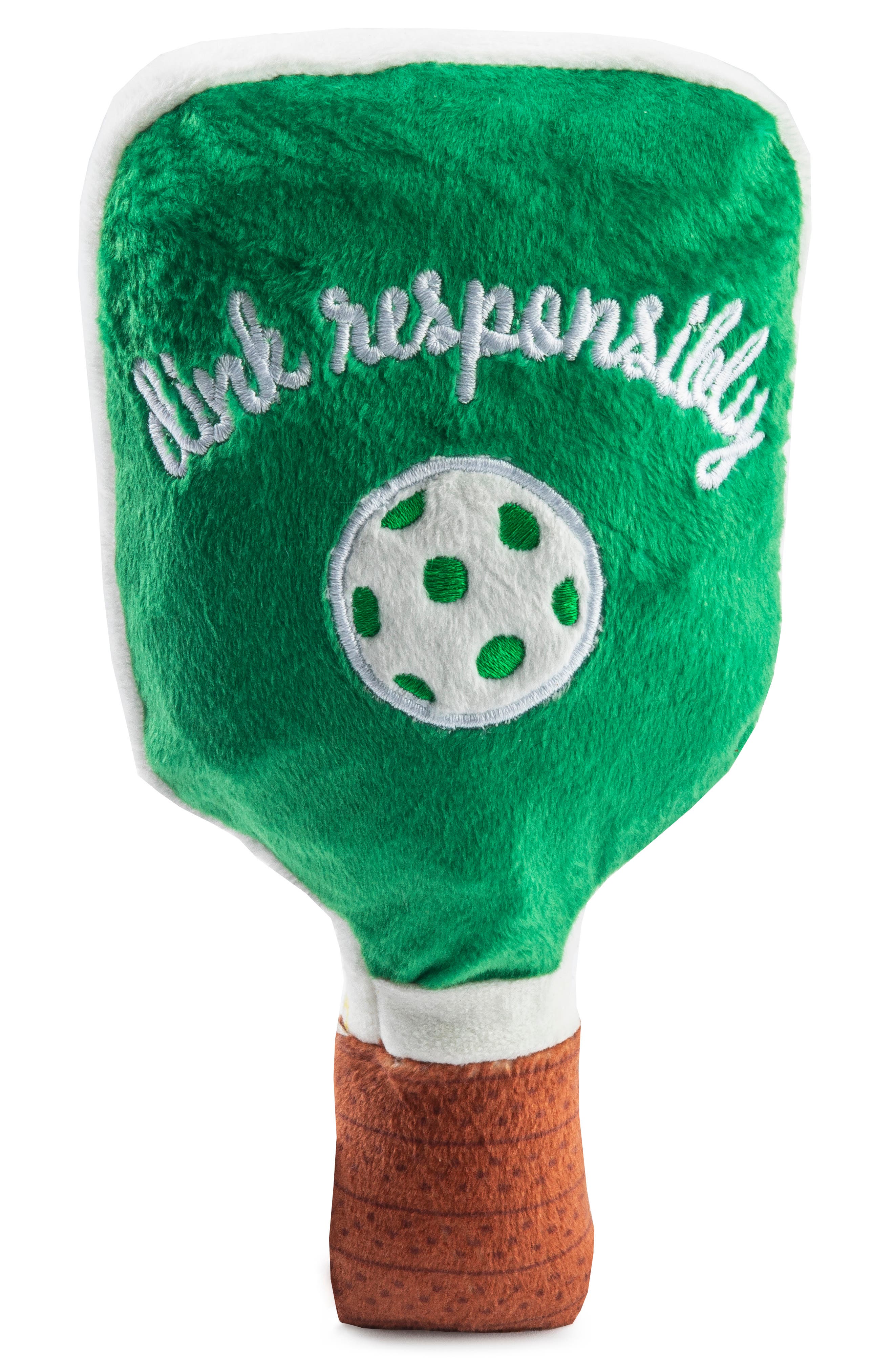 Haute Diggity Dog Pickleball Paddle Plush Dog Toy in Green 