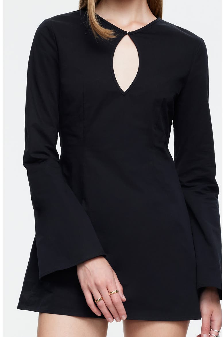 Prima Luce Long Sleeve Keyhole Minidress, Alternate, color, NOIR