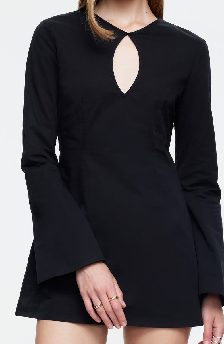 LIONESS Prima Luce Long Sleeve Keyhole Minidress, Alternate, color, Noir