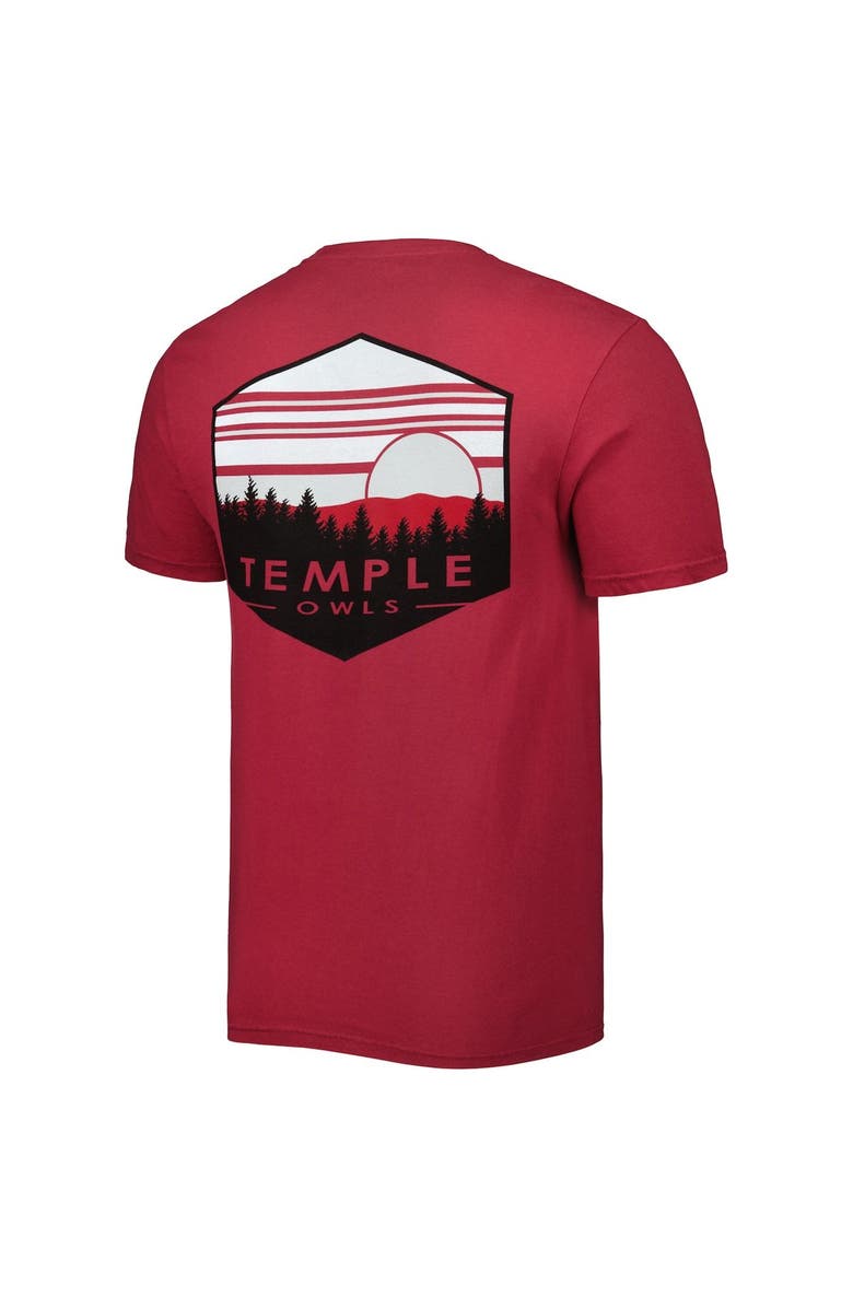 IMAGE ONE Men's Red Temple Owls Landscape Shield T-Shirt, Alternate, color, Red