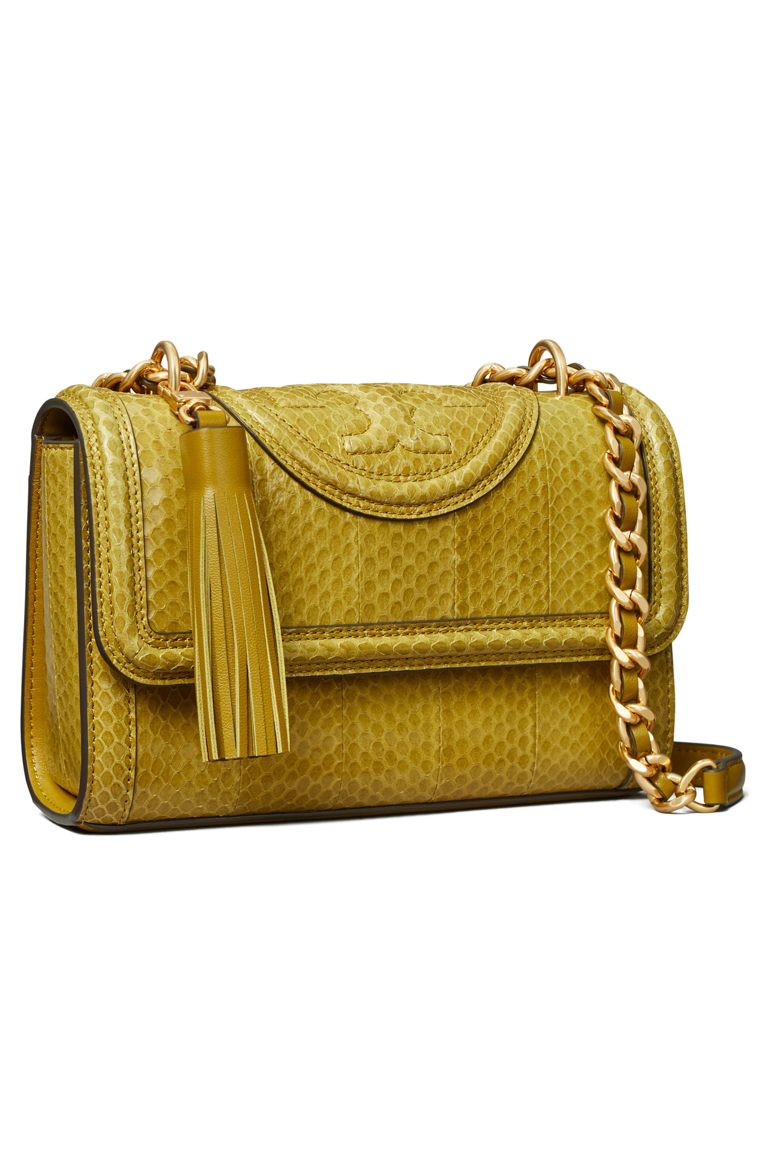 Tory Burch Fleming Snake Print Convertible Leather Shoulder Bag, Alternate, color, 