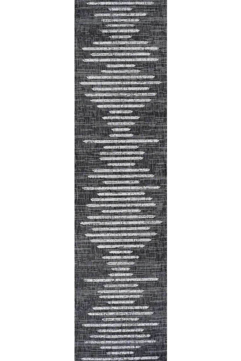Zolak Berber Stripe Geometric Indoor/Outdoor Area Rug, Main, color, Black/Ivory