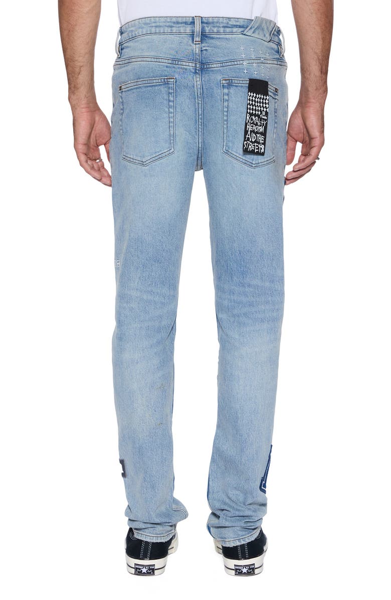 Ksubi Chitch Striker Patched Slim Tapered Jeans, Alternate, color, Denim