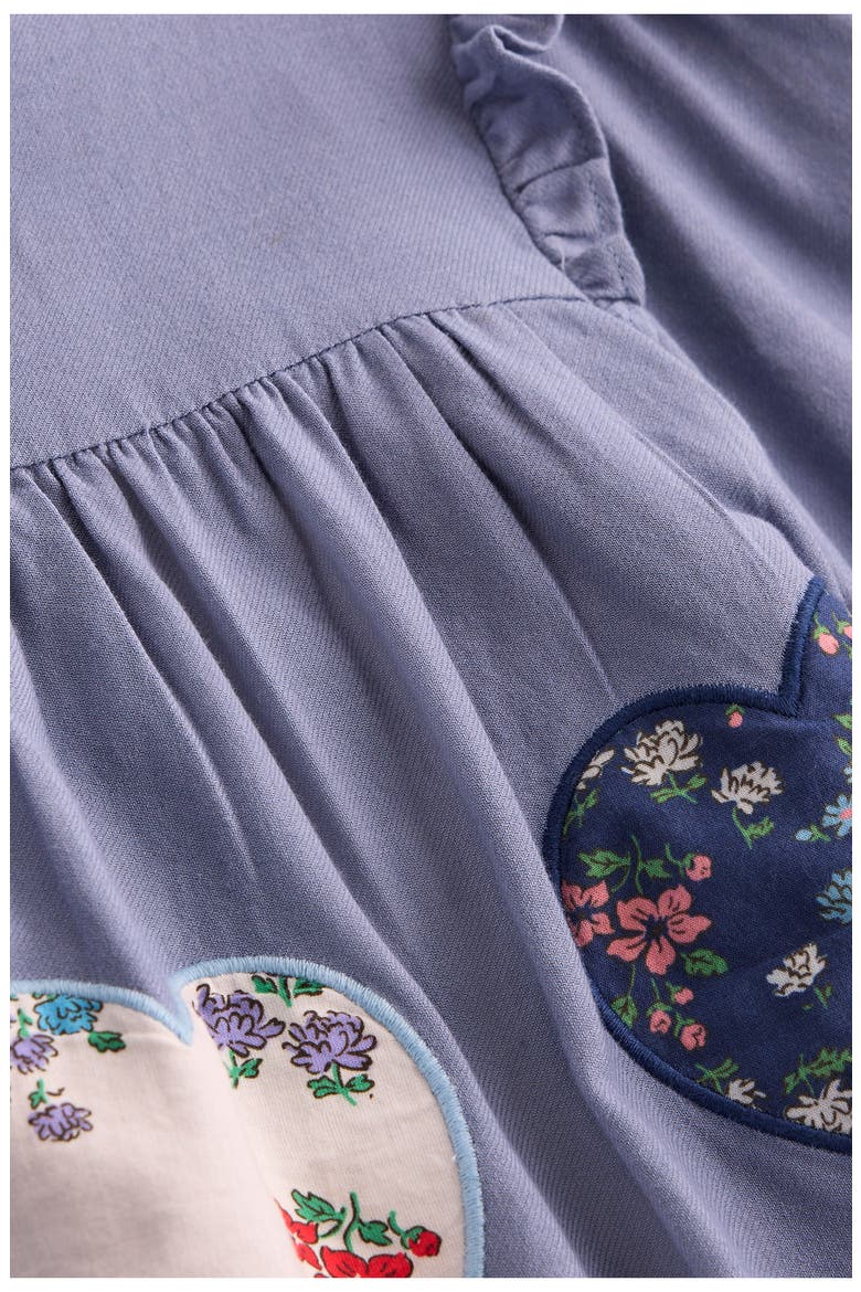 Kids' Heart Appliqué Long Sleeve Cotton Dress, Alternate, color, DUSTY BLUE HEARTS