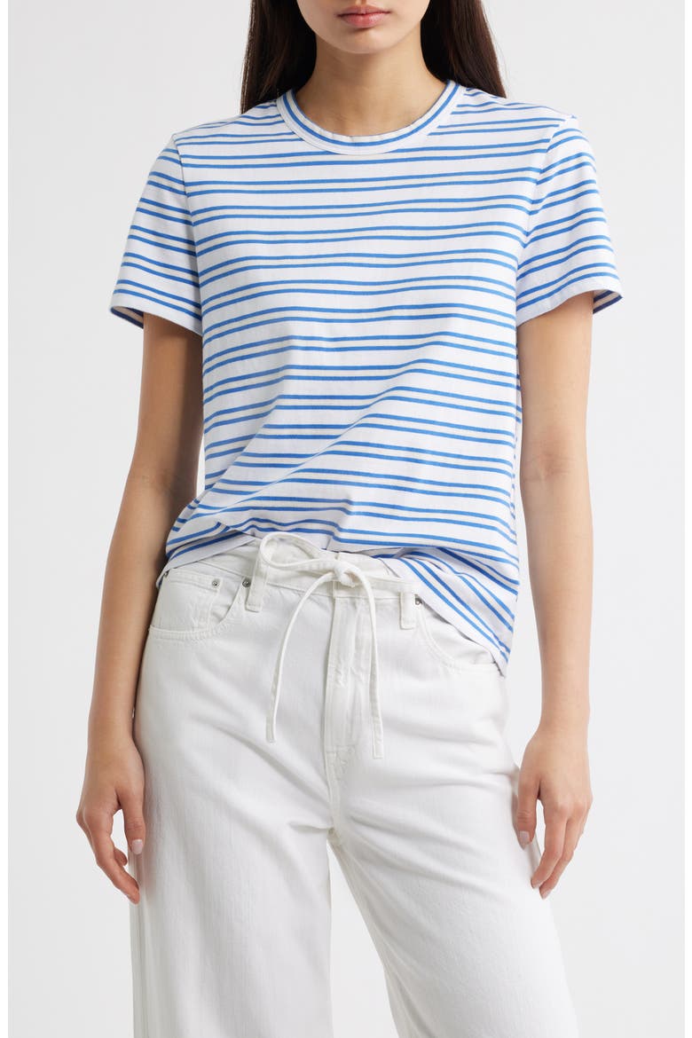 Perfect Crewneck Cotton Jersey T-Shirt, Main, color, WHITE
