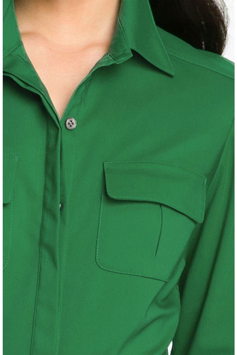 Roll Sleeve Shirtdress, Alternate, color, RICH GREEN