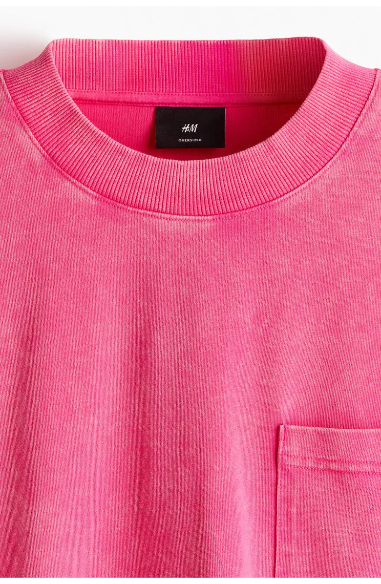 H&M Oversized layered cotton shirt, Alternate, color, Bright Pink/Color Block
