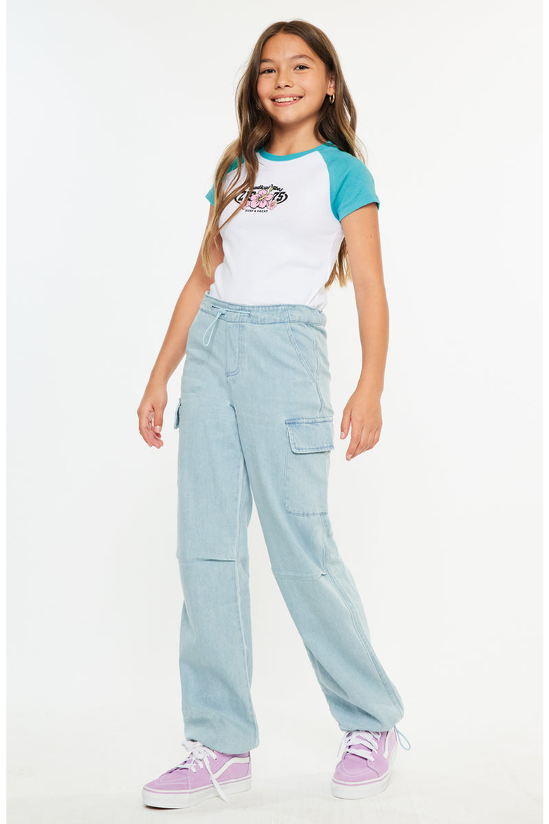 Inez High Rise Relaxed Cargo Pants, Alternate, color, Light Wash