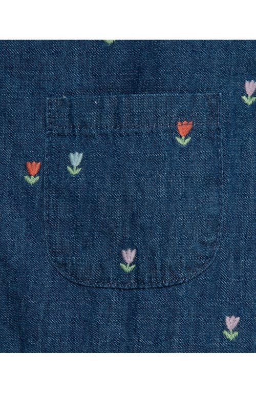 Little Me Crewneck T-shirt & Tulip Embroidered Dress Set In Blue