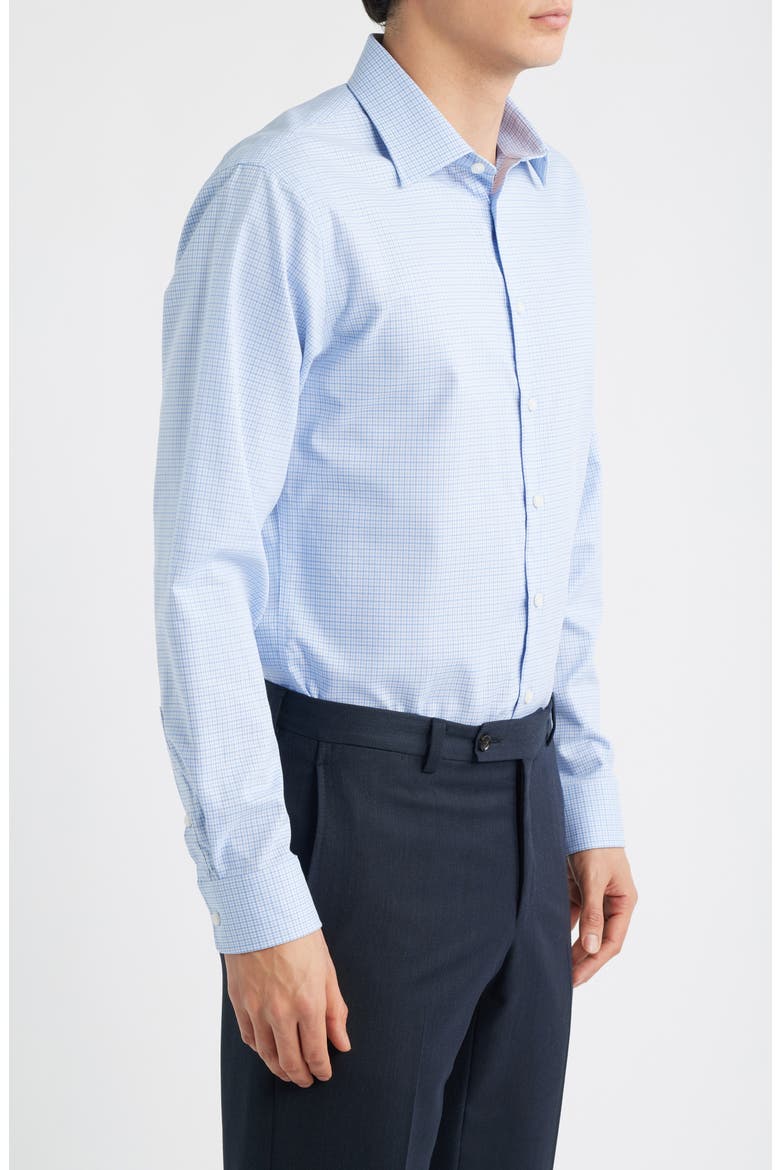 Trim Fit Premium Check Cotton Button-Up Shirt, Alternate, color, BLUE BONO PLAID