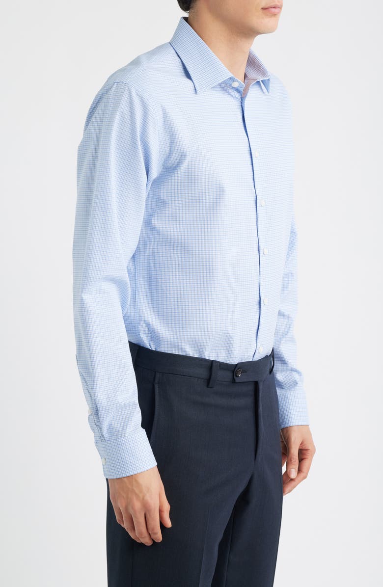 Nordstrom Trim Fit Premium Check Cotton Button-Up Shirt, Alternate, color, Blue Bono Plaid