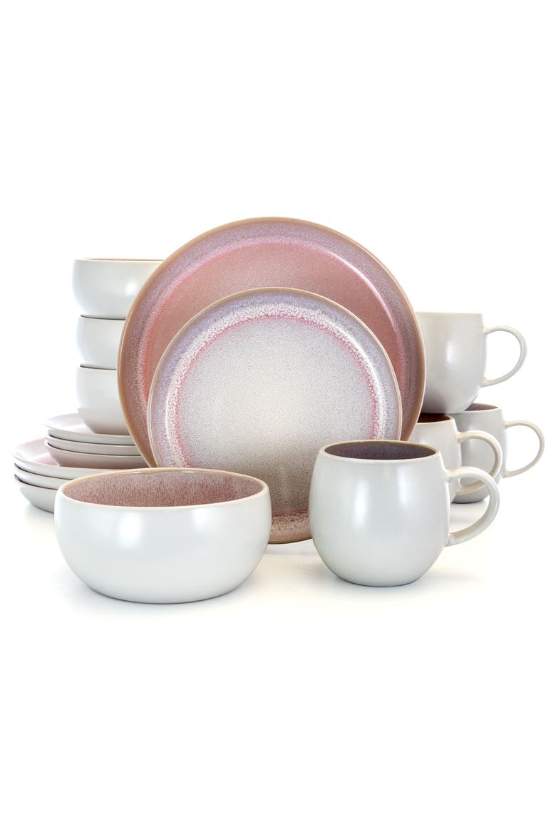 Mocha Muave 16 Piece Luxurious Stoneware Dinnerware, Alternate, color, Purple