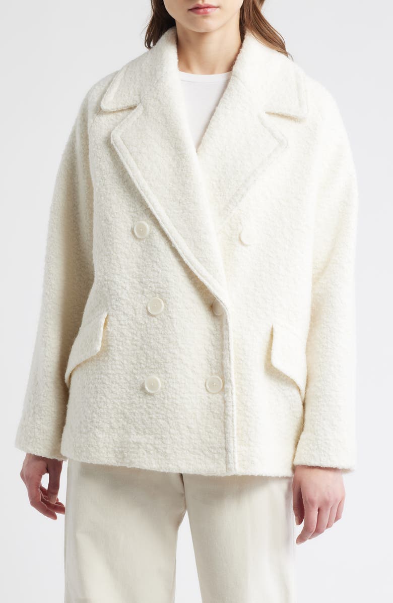 BOSS Orange Cabani Textured Double Breasted Jacket, Alternate, color, Open White