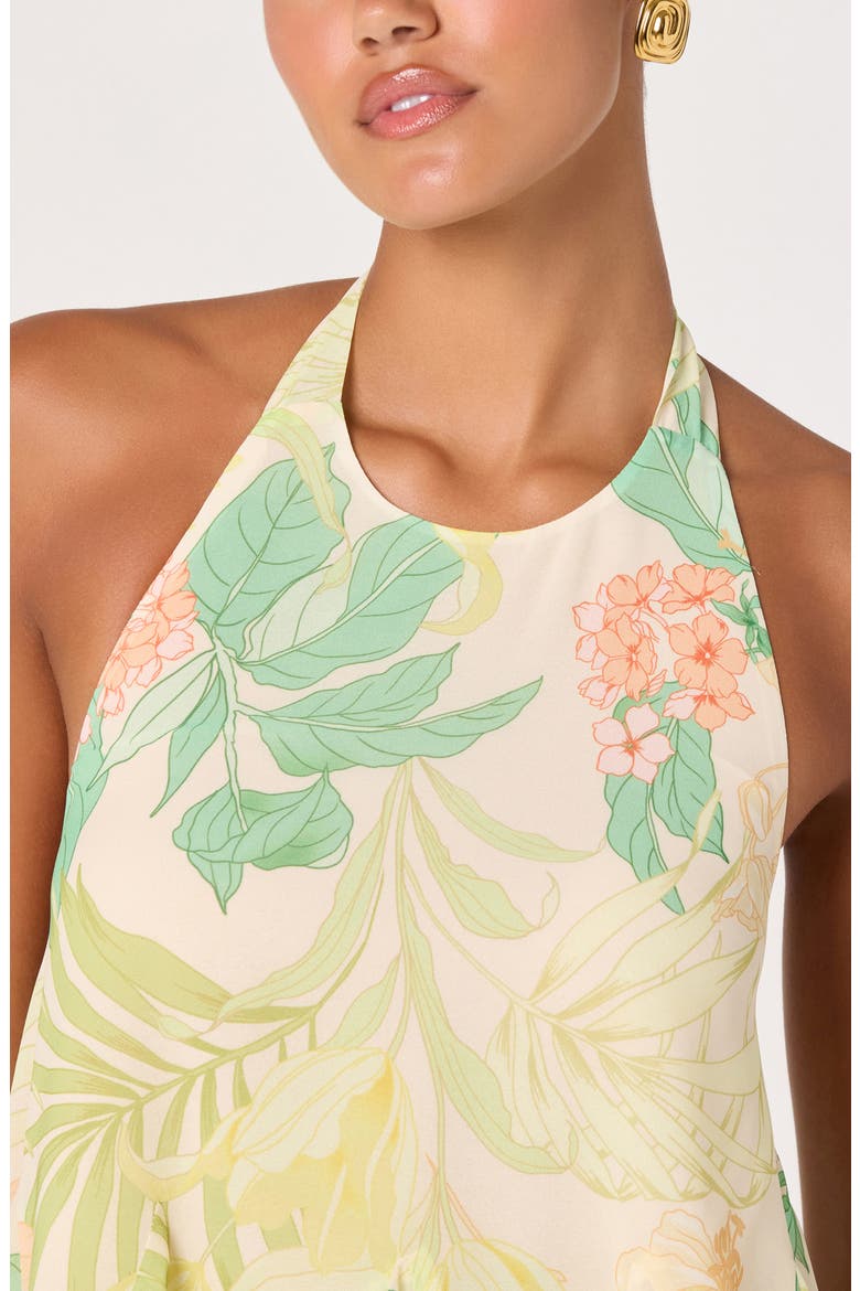 Belen Floral Print Halter Top, Alternate, color, GREEN PEACH TROPICAL