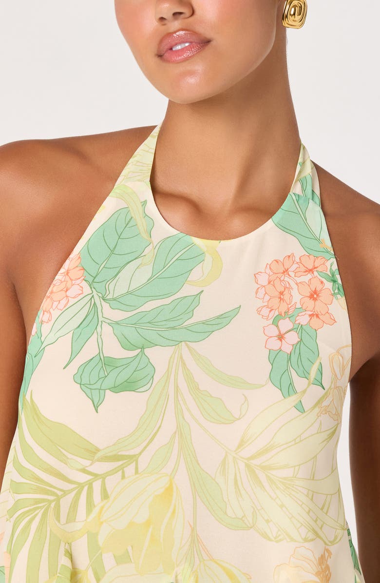 ASTR the Label Belen Floral Print Halter Top, Alternate, color, Green Peach Tropical